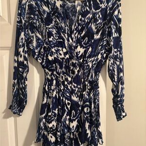 Zara Blue and White Patterned Dress